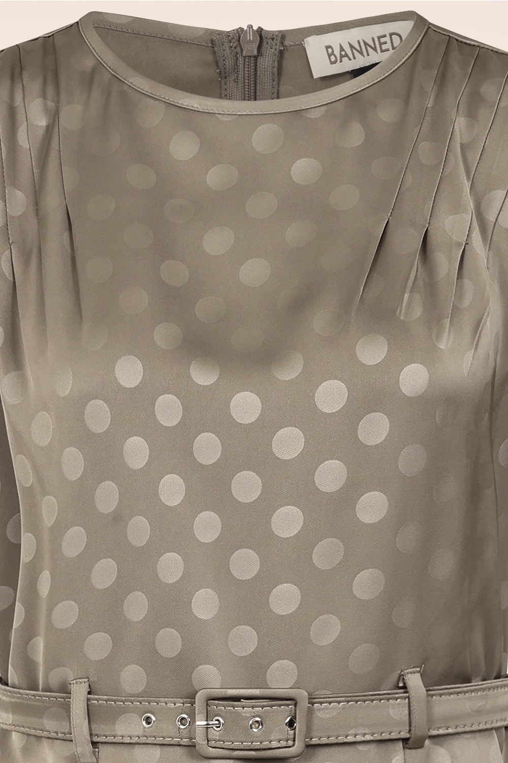 Banned Retro - Selah Satin midi jurk in champagnebruin 3