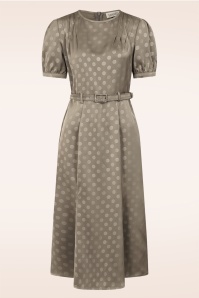 Banned Retro - Selah Satin midi jurk in champagnebruin 2