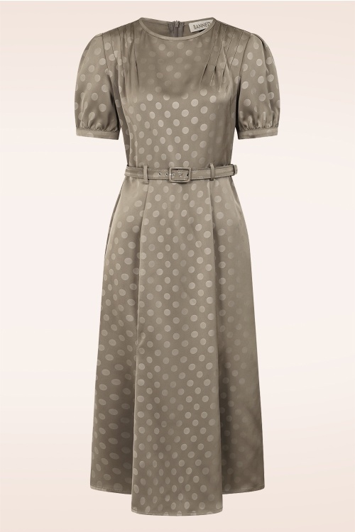 Banned Retro - Selah Satin midi jurk in champagnebruin