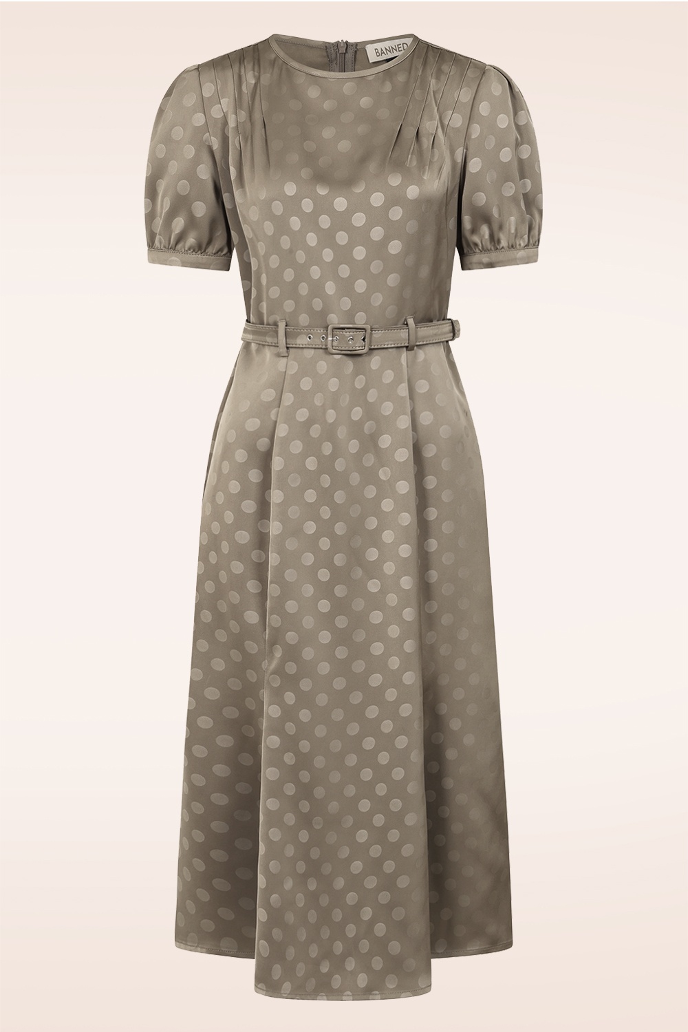 Banned Retro - Selah Satin midi jurk in champagnebruin 2