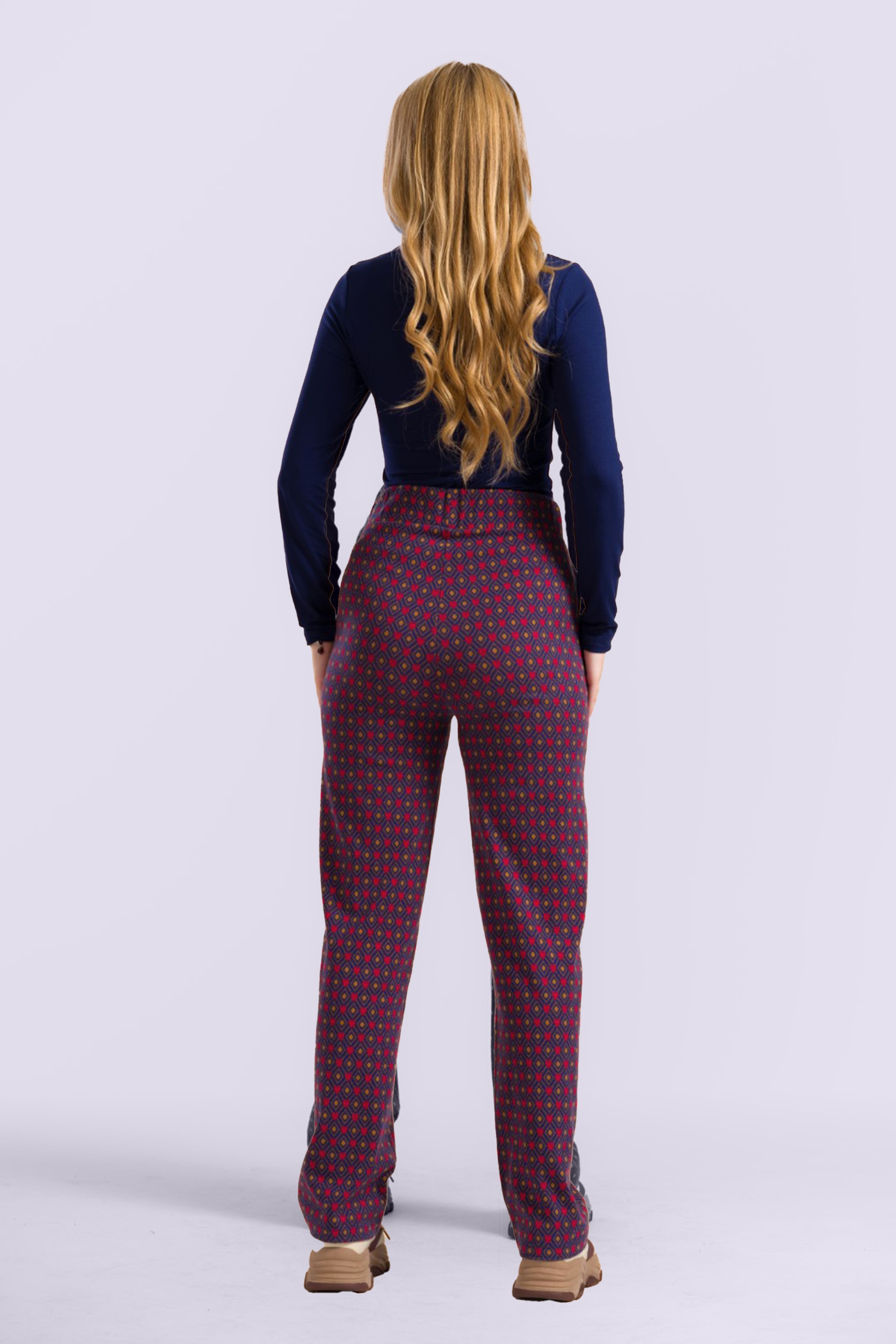 LaLamour - Hailey Heart Jaquard pantalon in donkerblauw 3