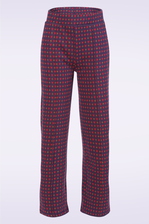 LaLamour - Hailey Heart Jaquard pantalon in donkerblauw 2