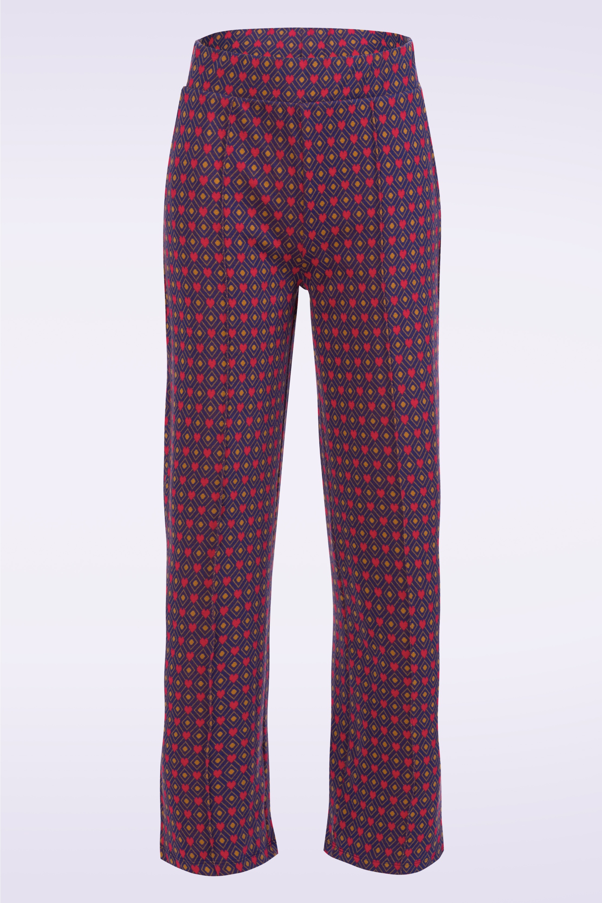 LaLamour - Hailey Heart Jaquard pantalon in donkerblauw 2