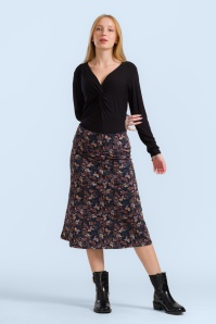 LaLamour - Claudia Paisley A-lijn rok in donkerblauw 2