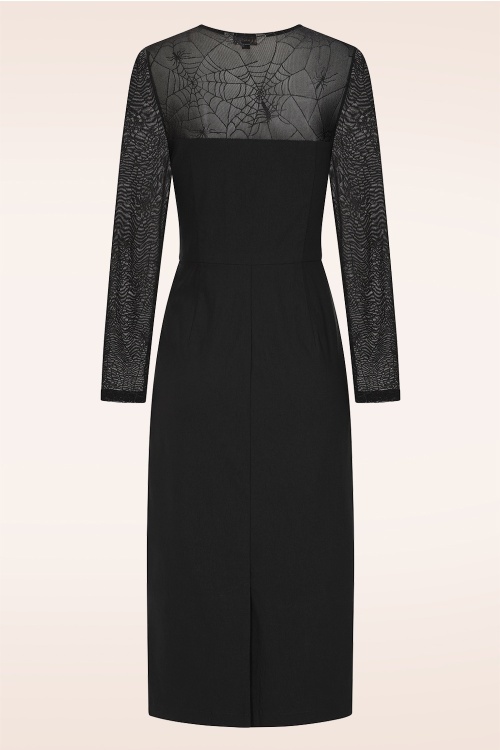 Banned Retro - Web of Desire pencil jurk in zwart 3