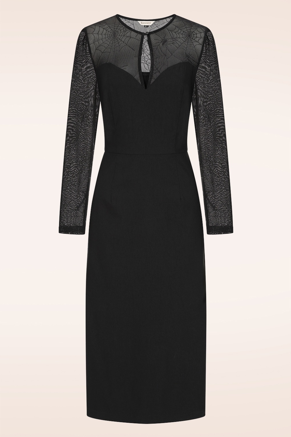 Banned Retro - Web of Desire pencil jurk in zwart