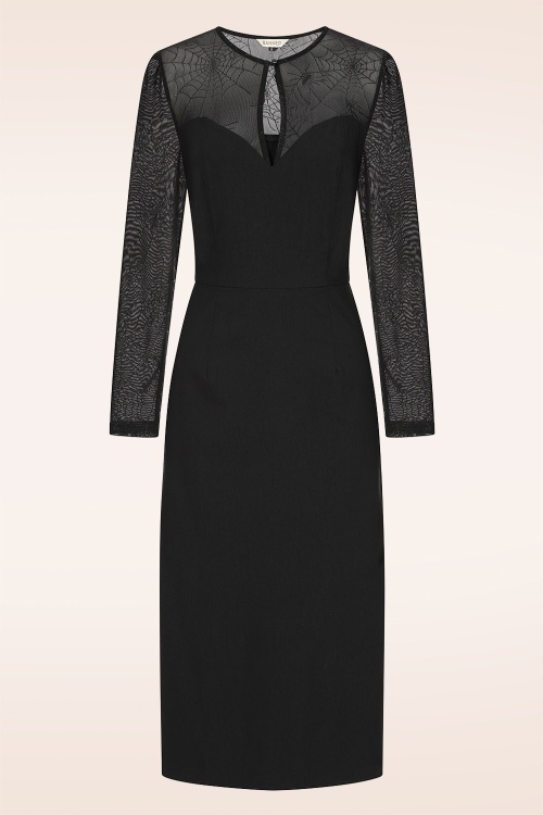 Banned Retro - Web of Desire pencil jurk in zwart