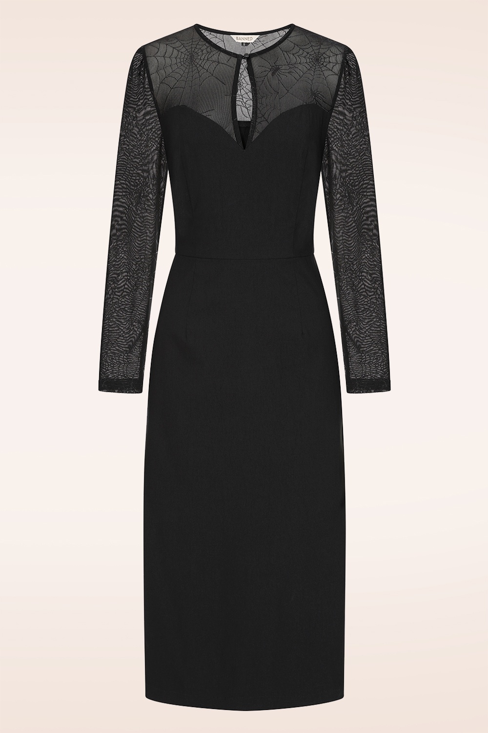 Banned Retro - Web of Desire pencil jurk in zwart