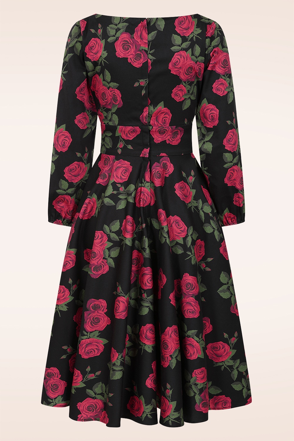 Banned Retro - Rose swing jurk in zwart 3