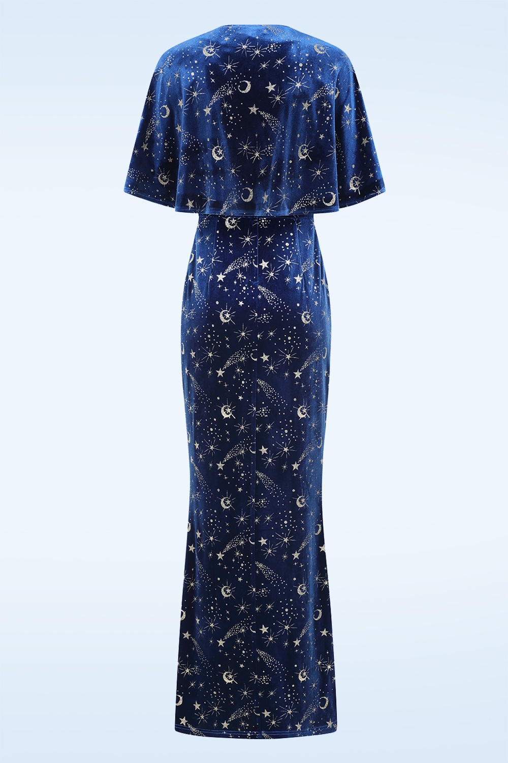 Banned Retro - Moonlit Enchantress fluwelen maxi jurk in middernachtblauw 7