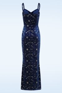 Banned Retro - Moonlit Enchantress fluwelen maxi jurk in middernachtblauw 5