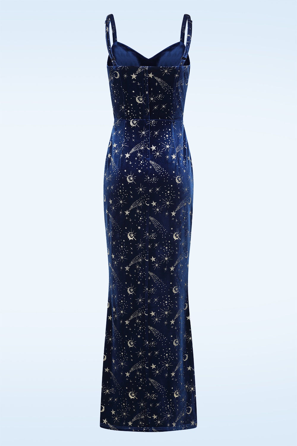 Banned Retro - Moonlit Enchantress fluwelen maxi jurk in middernachtblauw 5