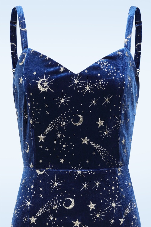 Banned Retro - Moonlit Enchantress fluwelen maxi jurk in middernachtblauw 4