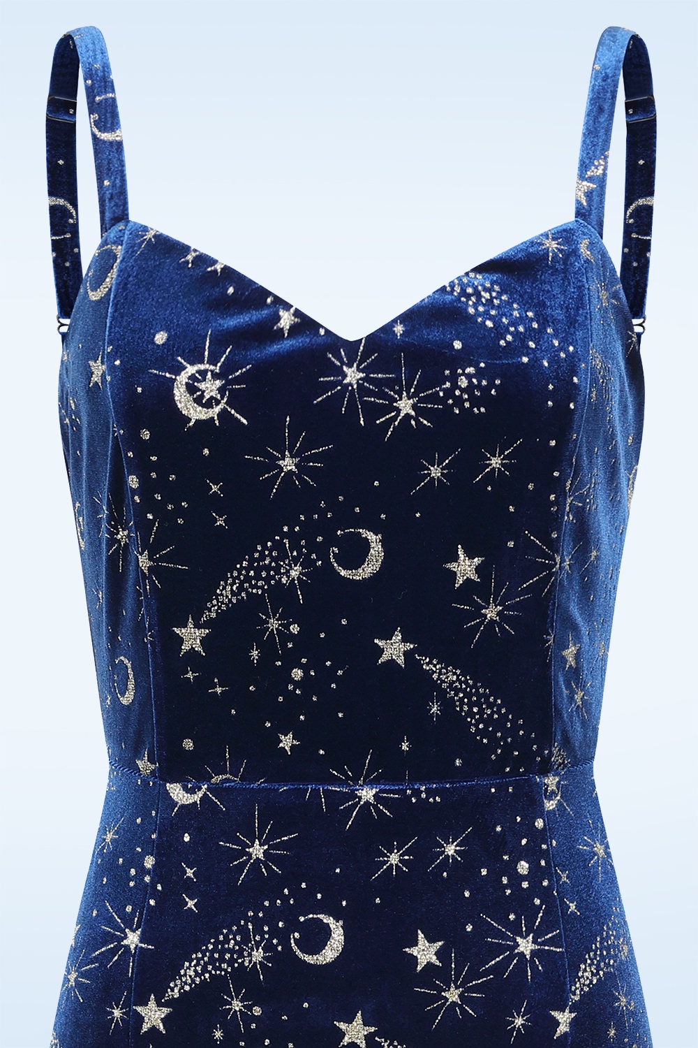 Banned Retro - Moonlit Enchantress fluwelen maxi jurk in middernachtblauw 4