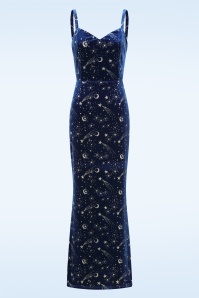Banned Retro - Moonlit Enchantress fluwelen maxi jurk in middernachtblauw 2