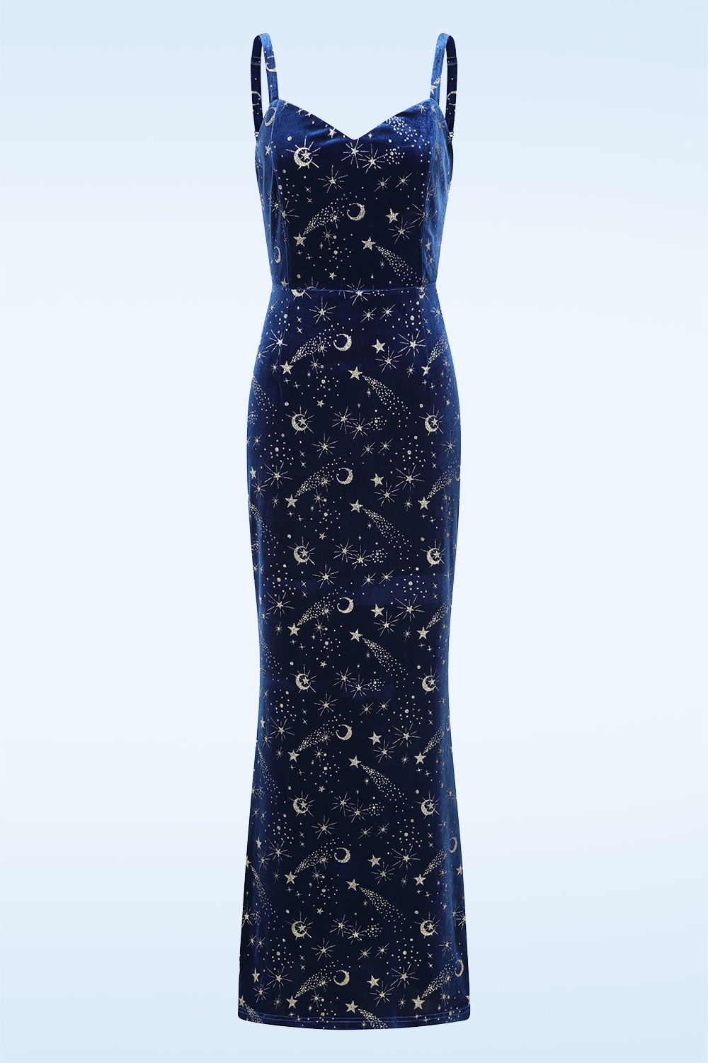 Banned Retro - Moonlit Enchantress fluwelen maxi jurk in middernachtblauw 2