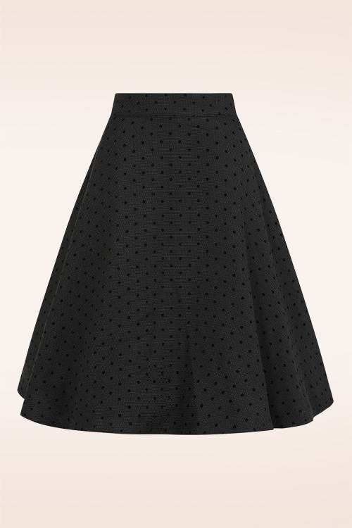 Banned Retro - Polly Polkadot swing rok in zwart