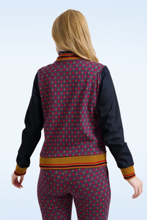 LaLamour - Nora denim bomber jack in blauw en multi 4