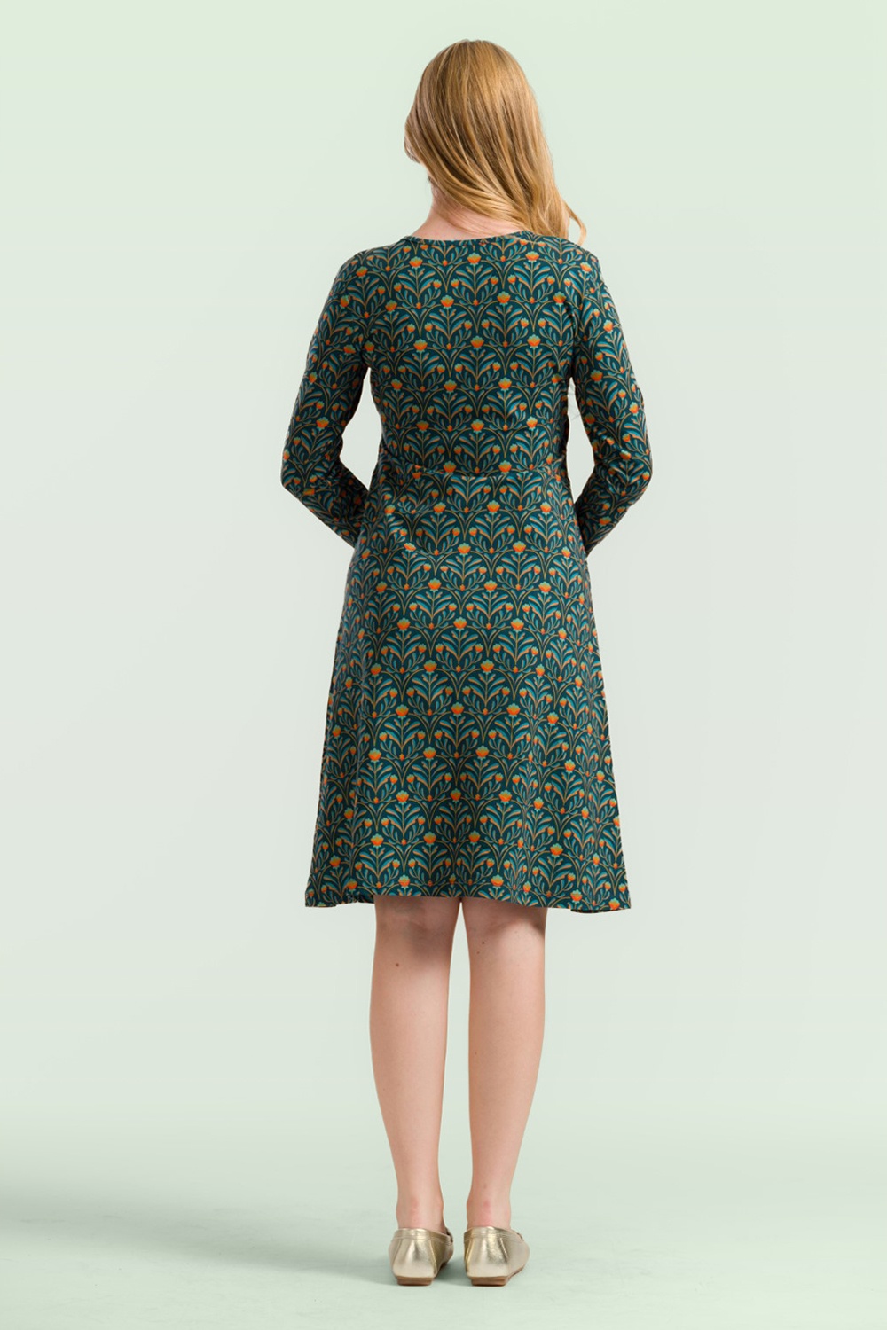 LaLamour - Chrissy Cross Barock Flower jurk in groen 2