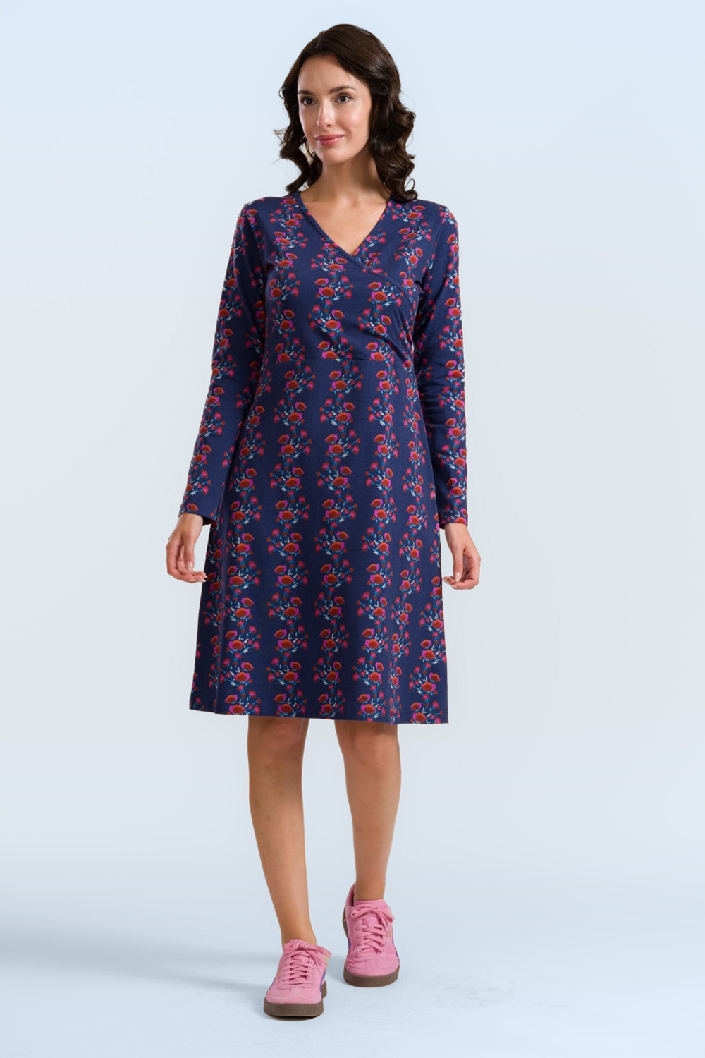 LaLamour - Chrissy Cross Poppy jurk in donkerblauw