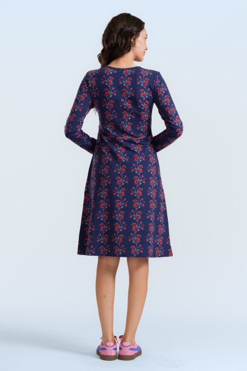 LaLamour - Chrissy Cross Poppy jurk in donkerblauw 2