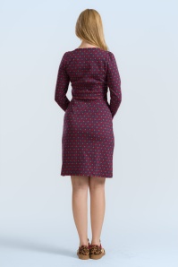 LaLamour - Elise Hearts jacquard jurk in donkerblauw 2