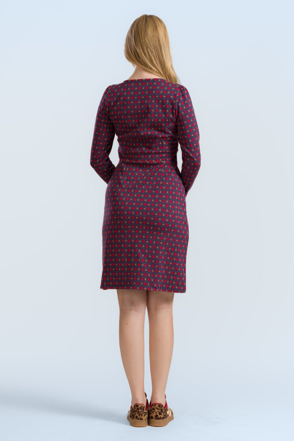 LaLamour - Elise Hearts jacquard jurk in donkerblauw 2