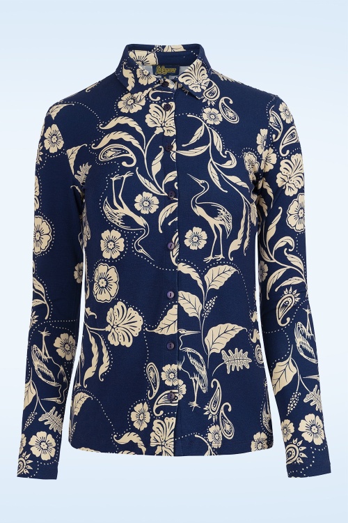 LaLamour - Sill Birds of Paisleys blouse in navy