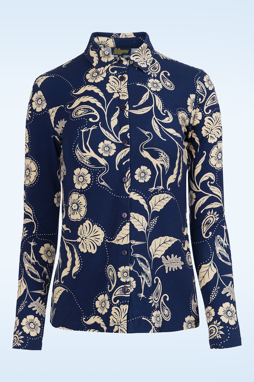 LaLamour - Sill Birds of Paisleys blouse in navy
