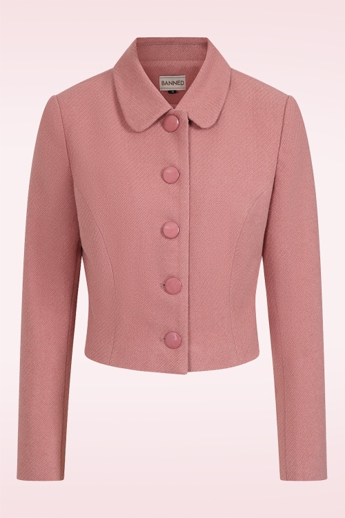 Banned Retro - Jacky cropped jasje in poederroze
