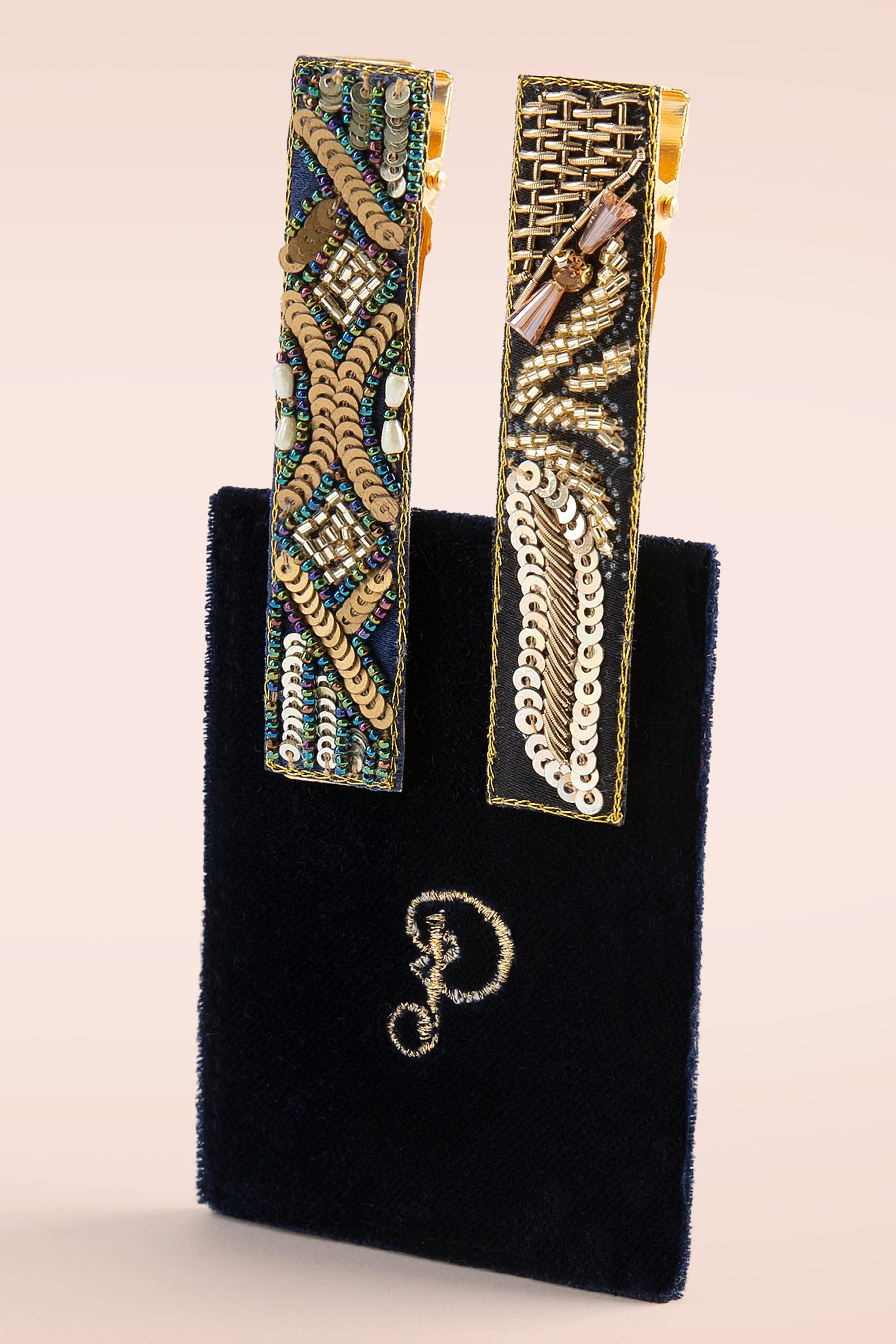 Powder - Jewelled haarclips in nachtblauw en navy