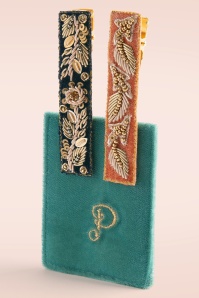 Powder - Jewelled haarclips in navy en oranje