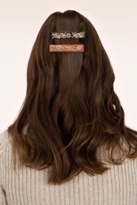 Powder - Jewelled haarclips in navy en oranje 2