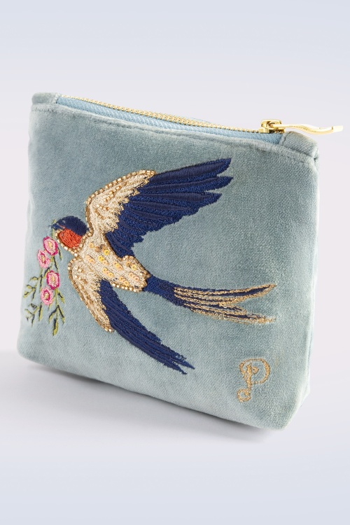 Powder - Swooping Swallows mini pouch in blauw