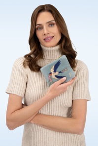 Powder - Swooping Swallows mini pouch in blauw 2