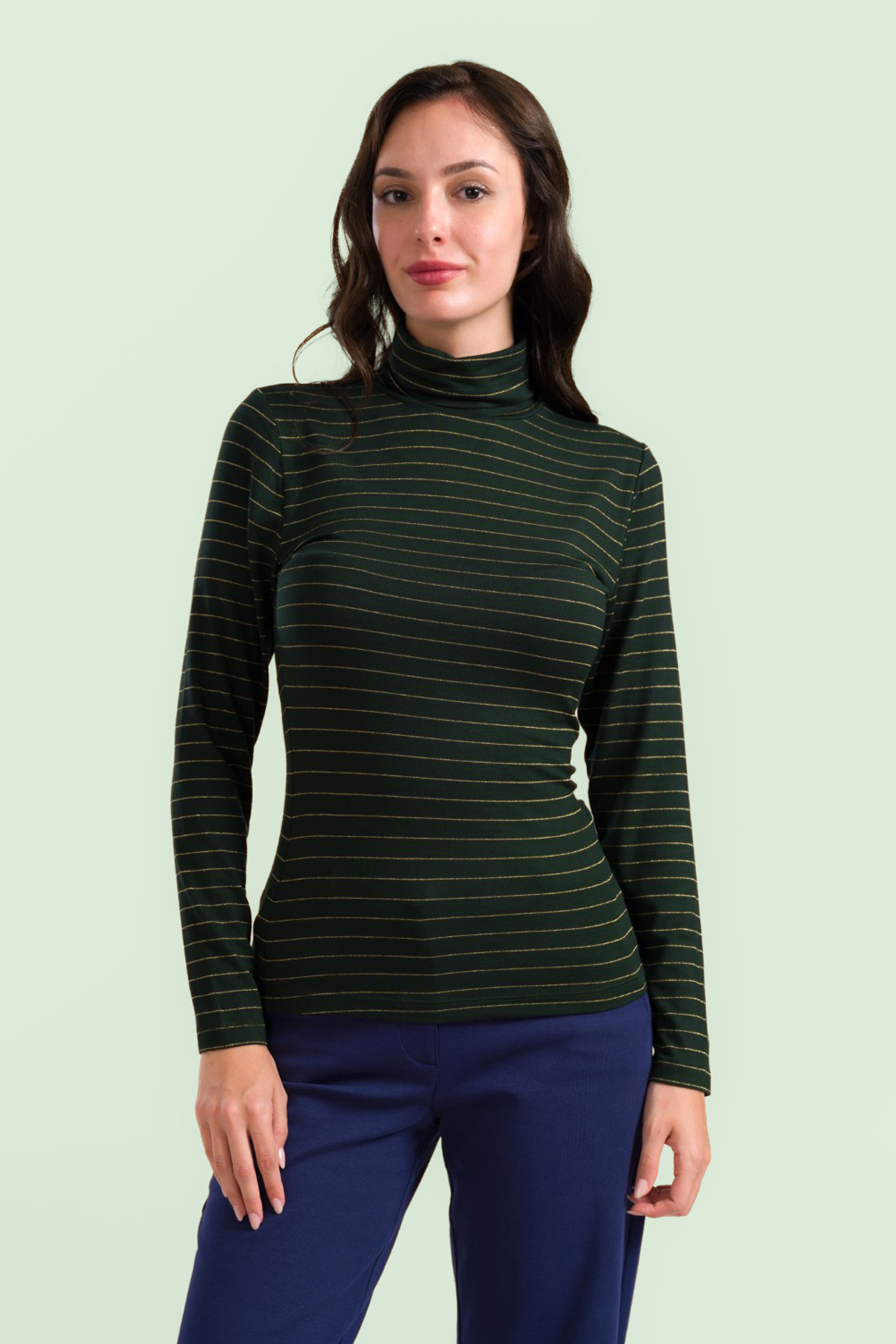 LaLamour - Ruby strepen top in groen en goud 2