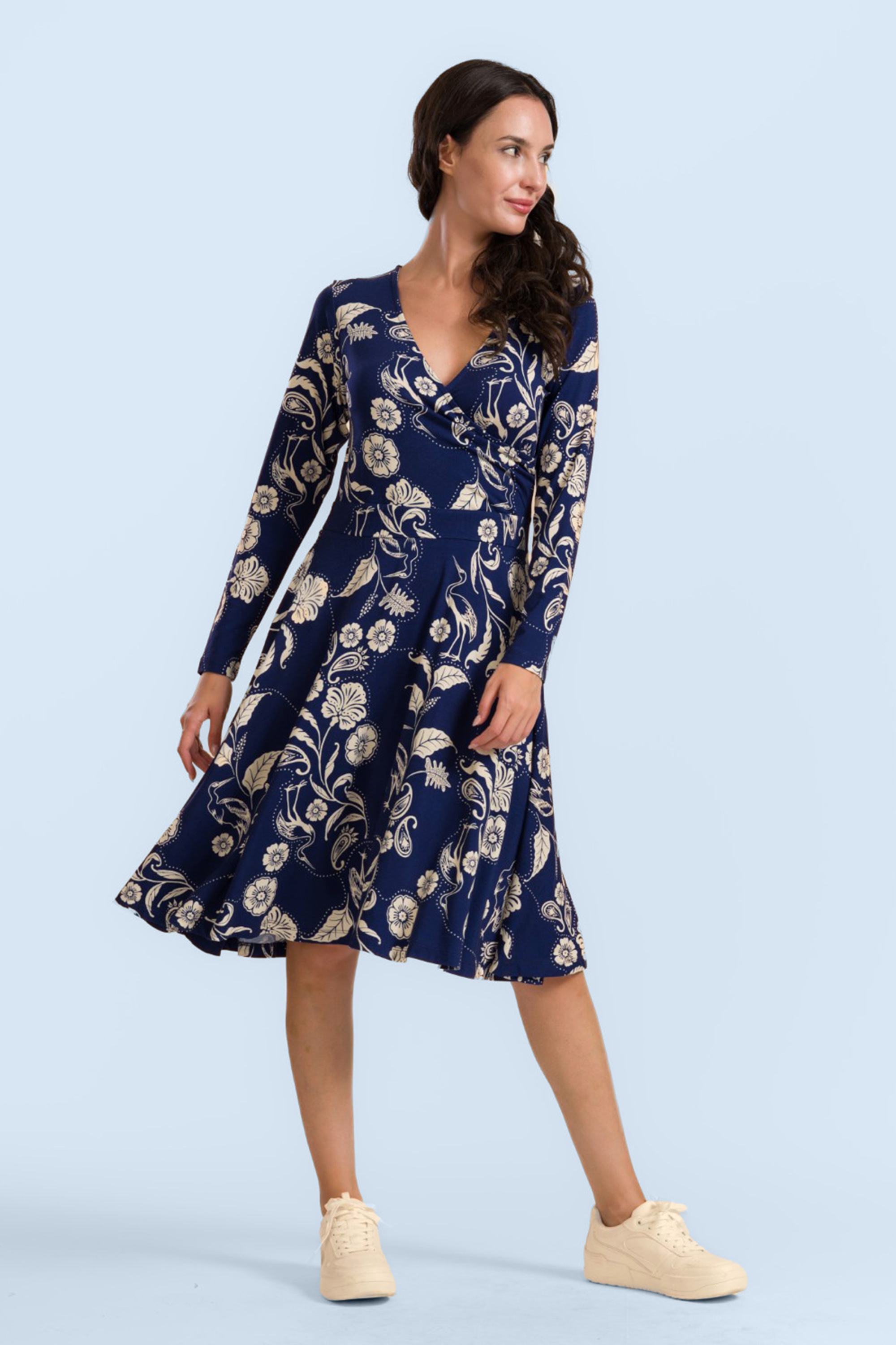 LaLamour - Daisy Birds of Paisleys jurk in marineblauw 2