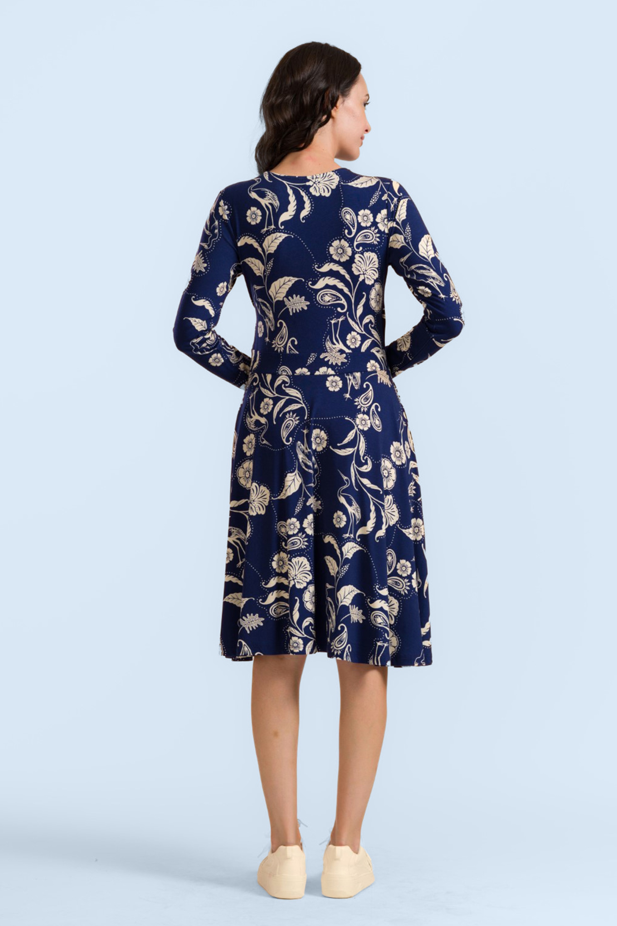 LaLamour - Daisy Birds of Paisleys jurk in marineblauw 3