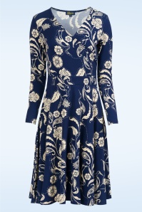 LaLamour - Daisy Birds of Paisleys jurk in marineblauw