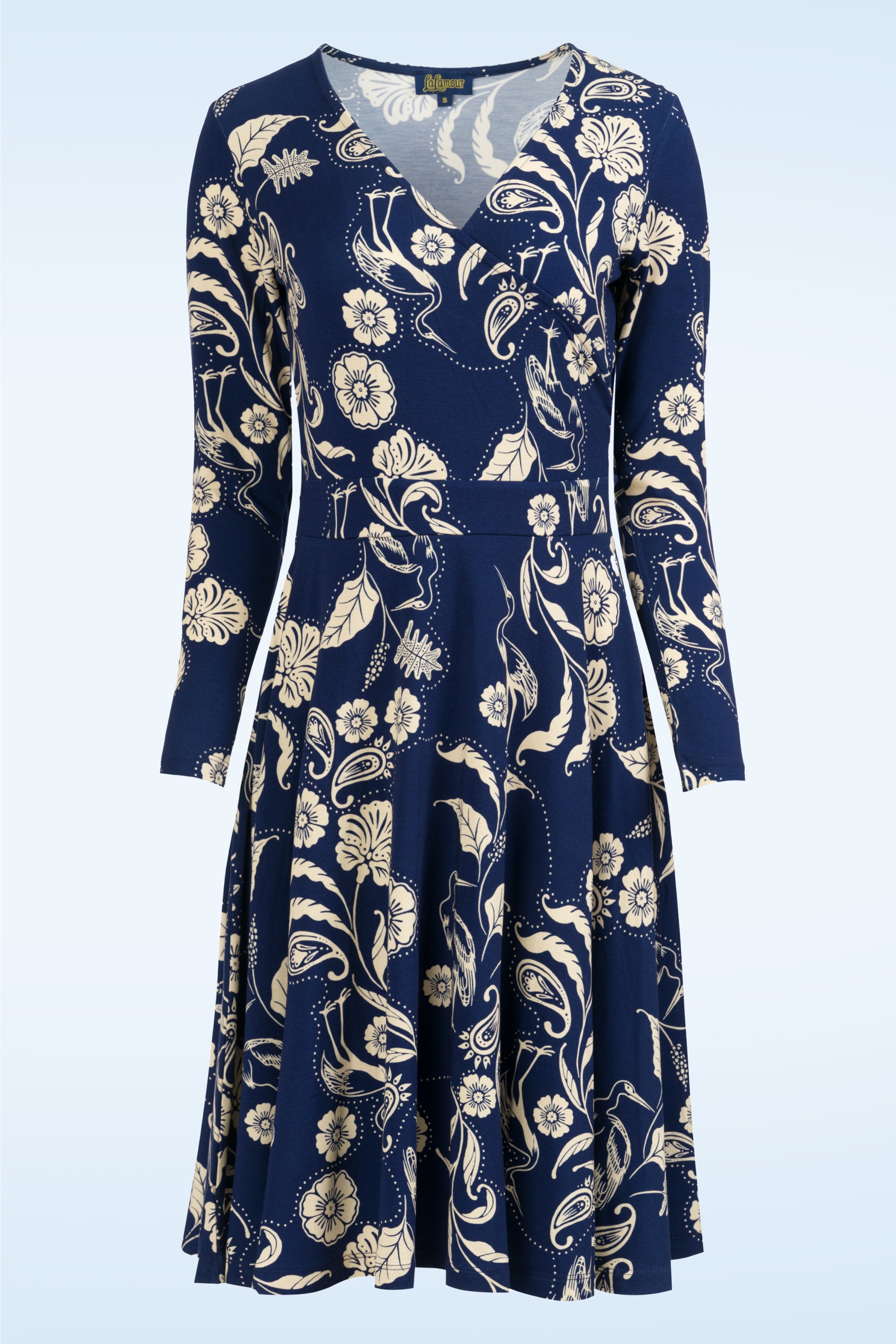 LaLamour - Daisy Birds of Paisleys jurk in marineblauw