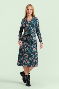 LaLamour - Marilyn Birdy jurk in petrol en multi 2