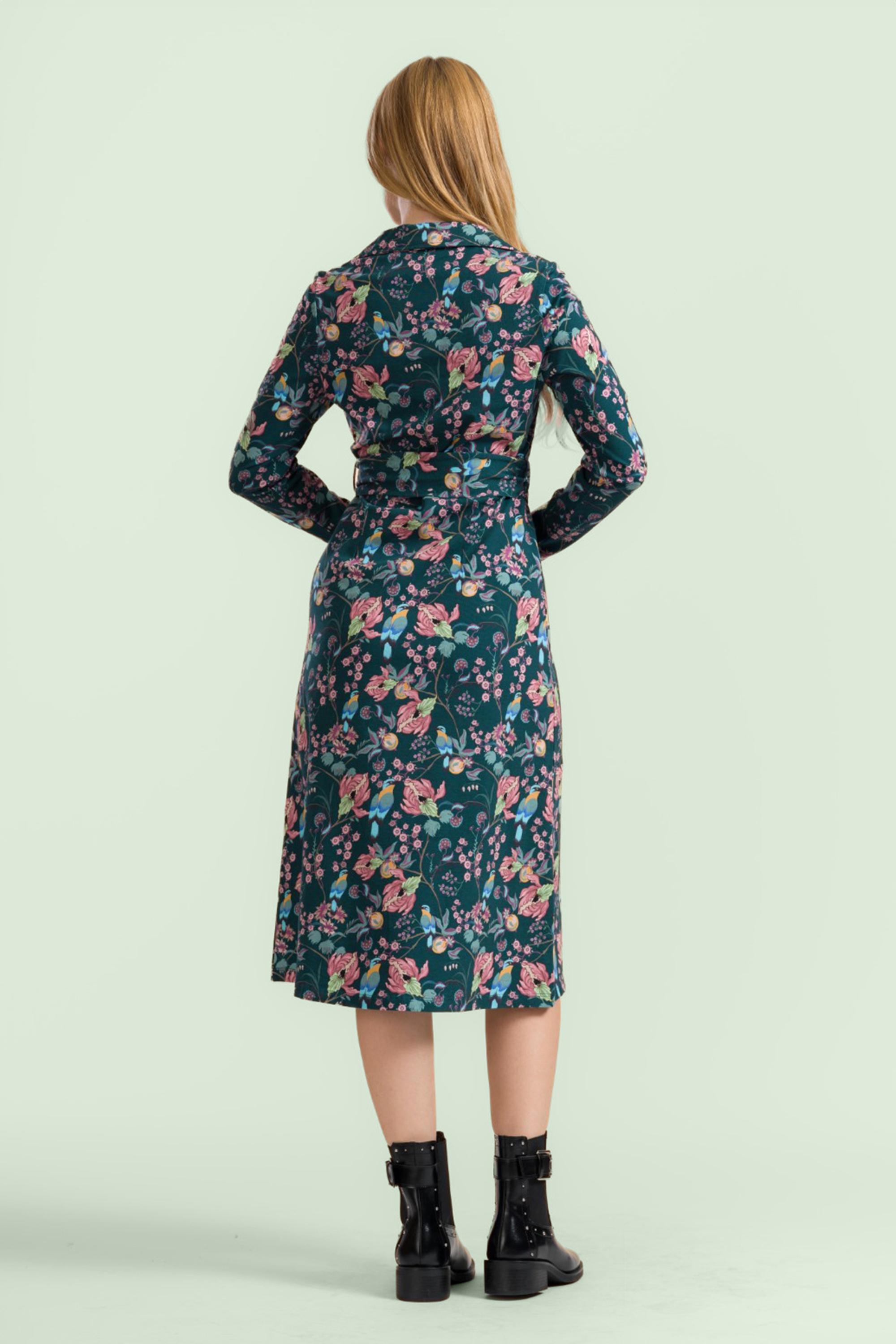 LaLamour - Marilyn Birdy jurk in petrol en multi 3