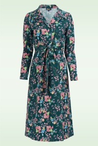 LaLamour - Marilyn Birdy jurk in petrol en multi