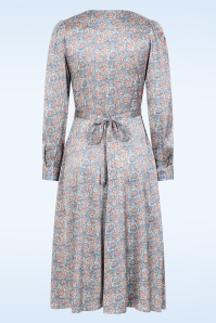 Very Cherry - Magnolia midi jurk in autumn bloom blauw 3