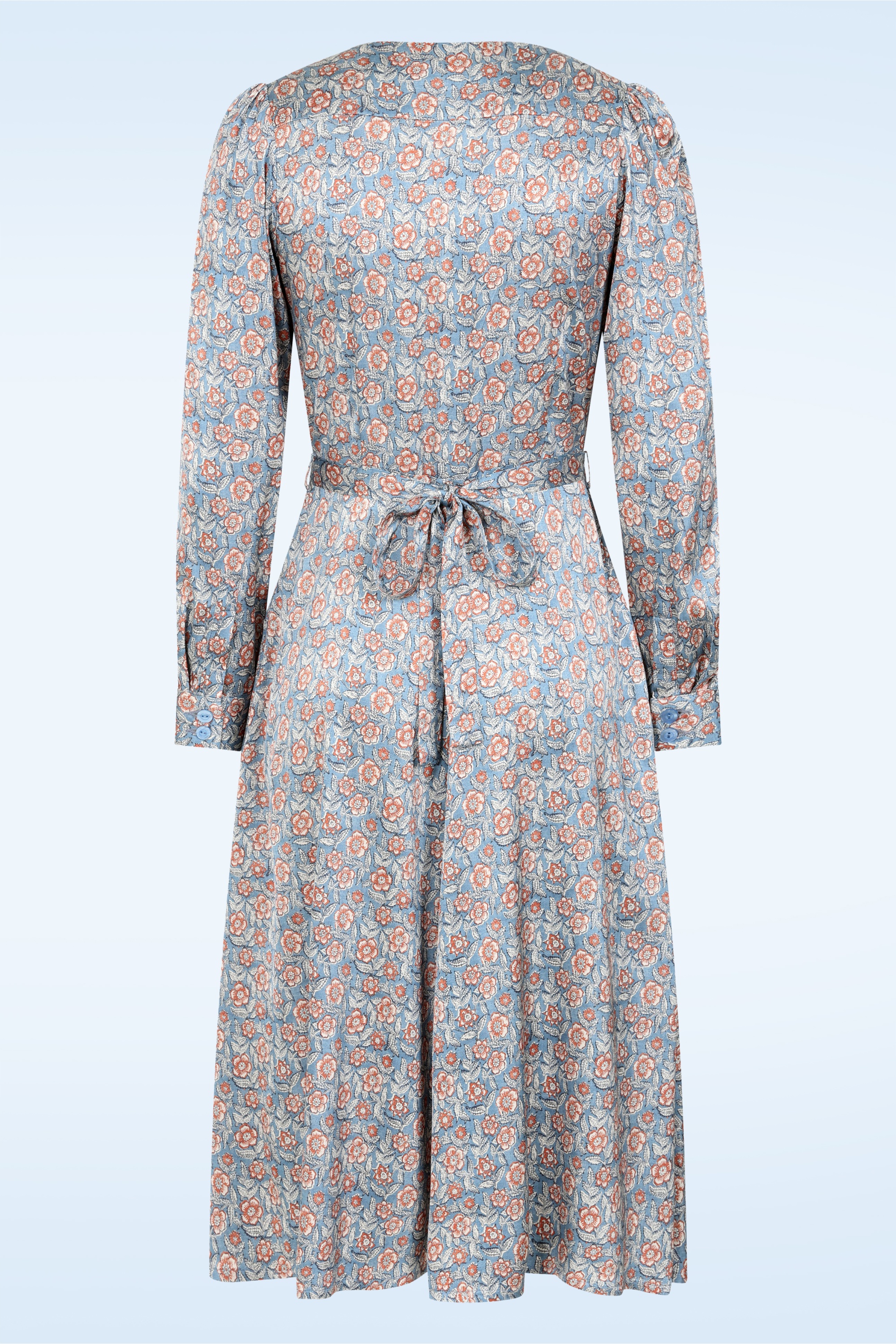 Very Cherry - Magnolia midi jurk in autumn bloom blauw 3