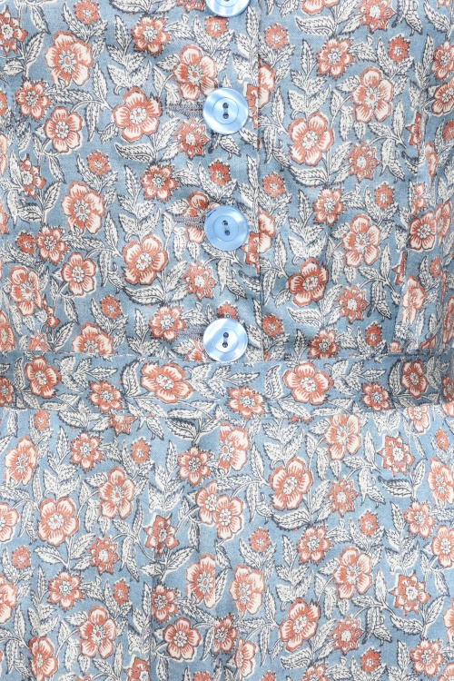 Very Cherry - Magnolia midi jurk in autumn bloom blauw 2