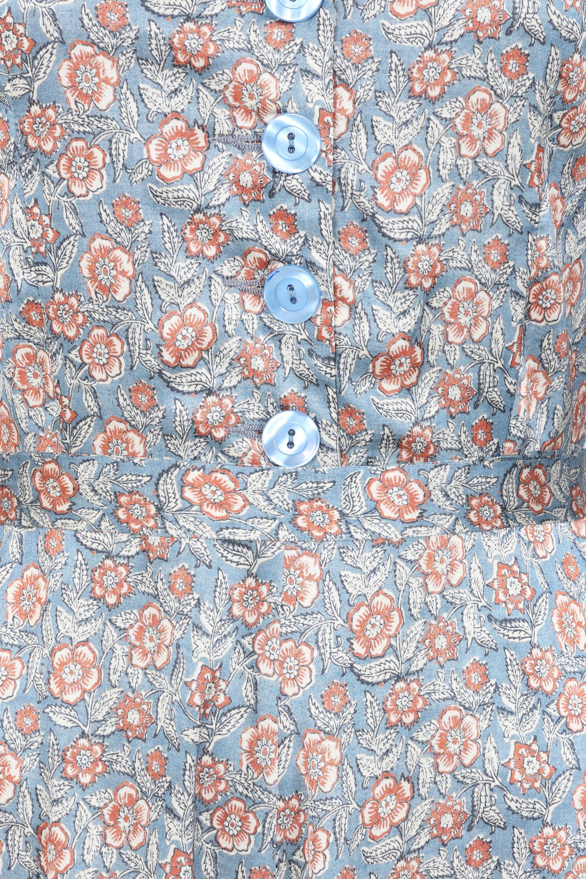 Very Cherry - Magnolia midi jurk in autumn bloom blauw 2