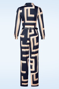 K-Design - Michelle Graphic jumpsuit in navy en crème 3