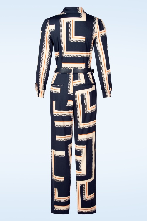 K-Design - Michelle Graphic jumpsuit in navy en crème 3