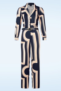 K-Design - Michelle Graphic jumpsuit in navy en crème